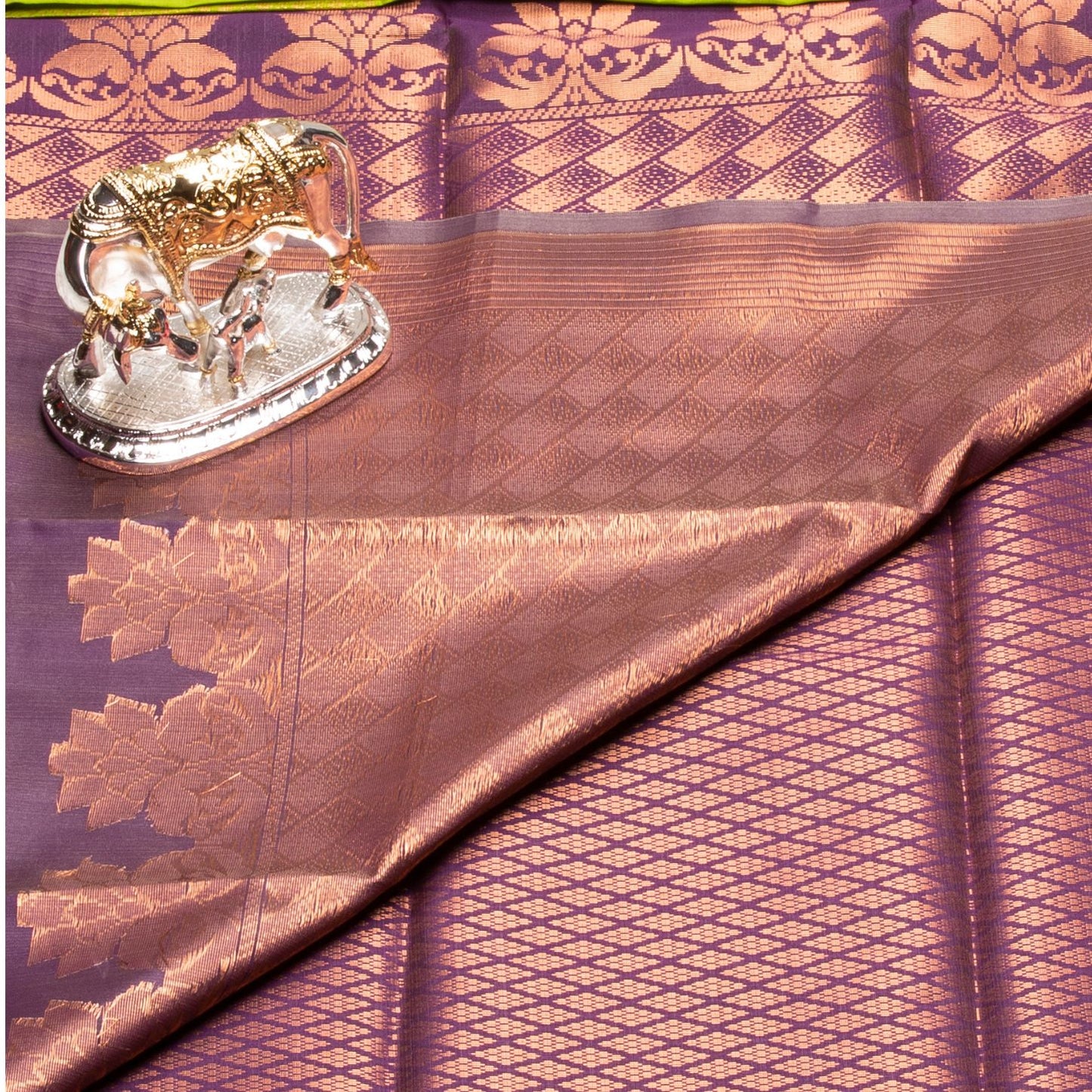 Kanchipuram Thread Brilliant Yellow Green Silk Saree | KA10023