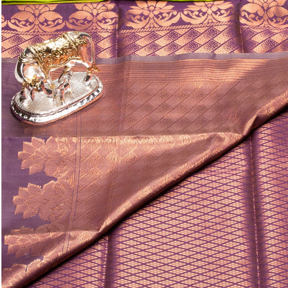 Kanchipuram Thread Brilliant Yellow Green Silk Saree | KA10023
