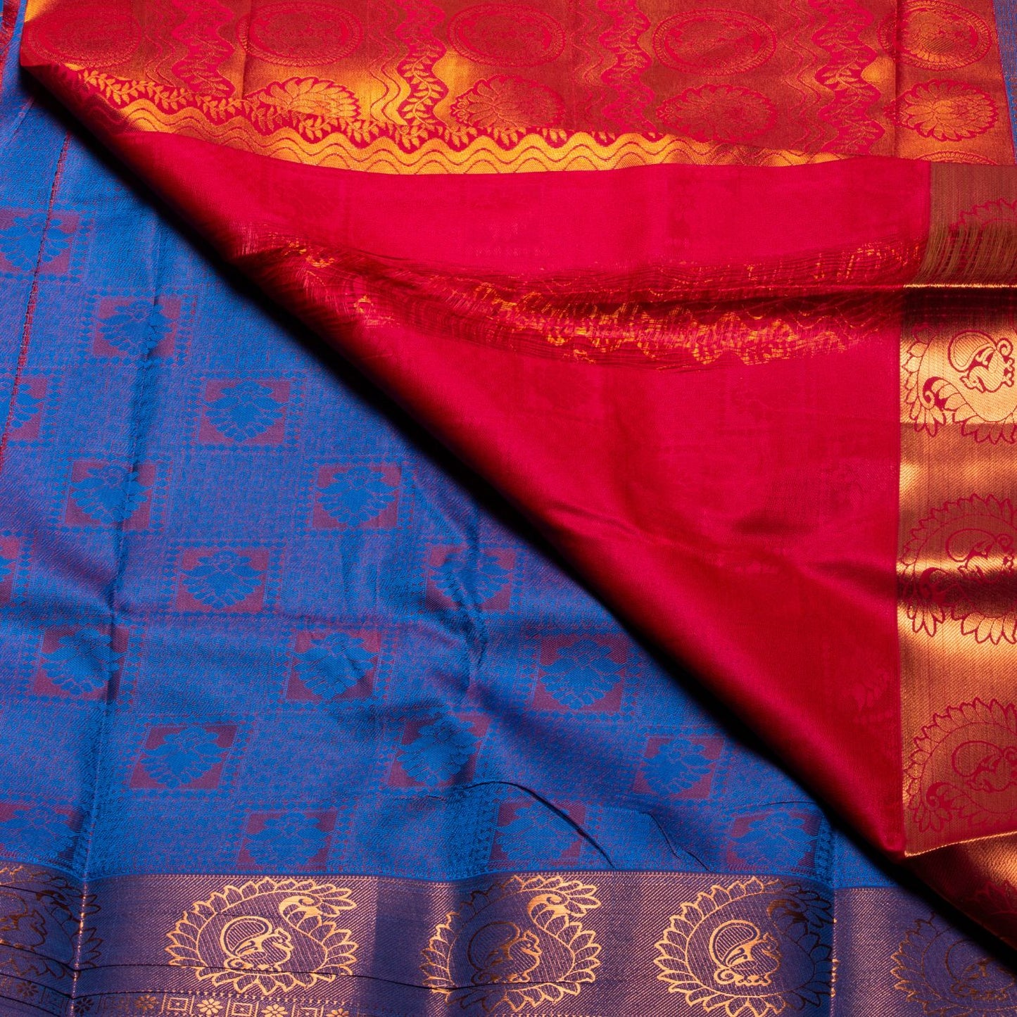 Kanchipuram Tissue Ananda Blue Silk Saree | KA10186
