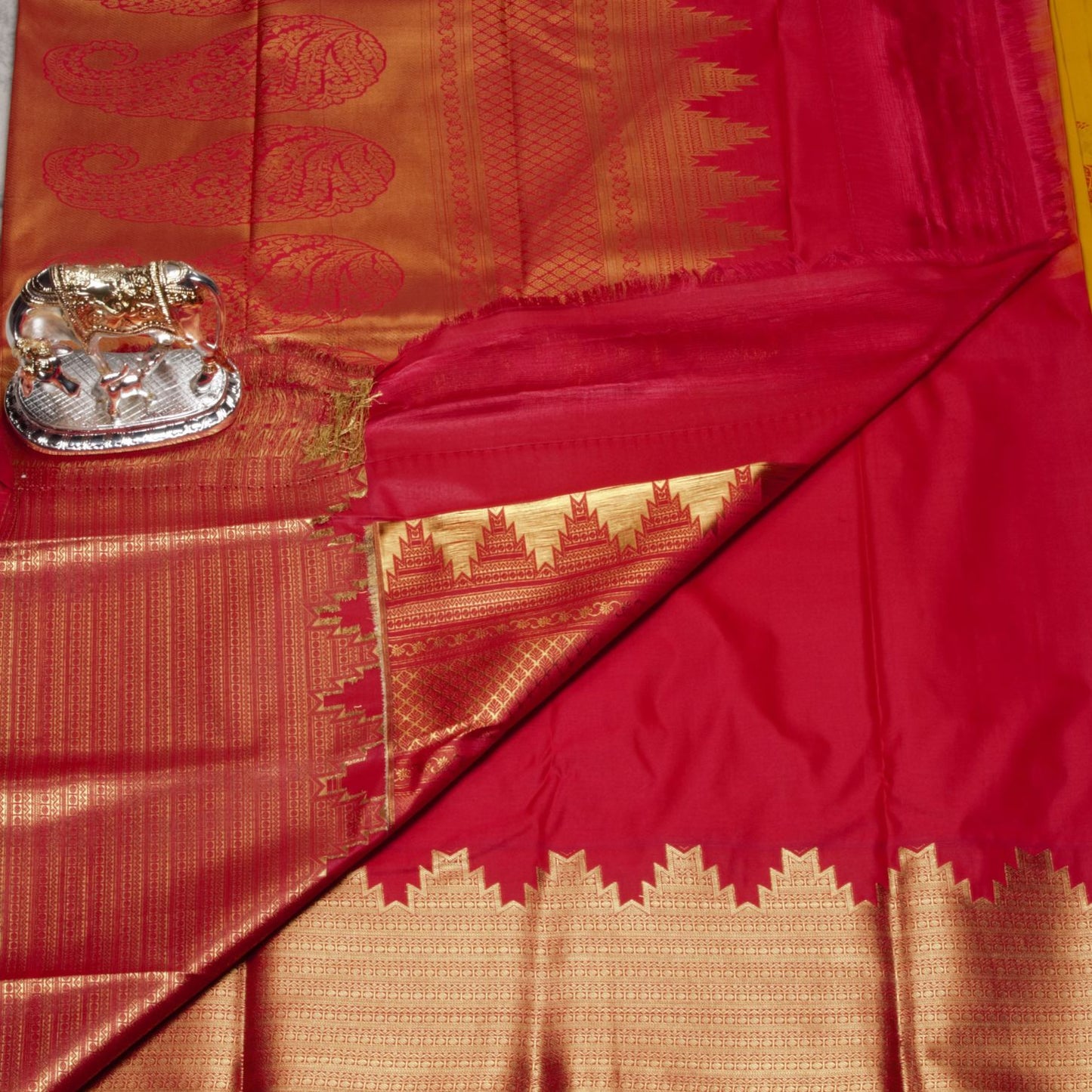 Kanchipuram Pure Haladhi Silk Saree | KA10133