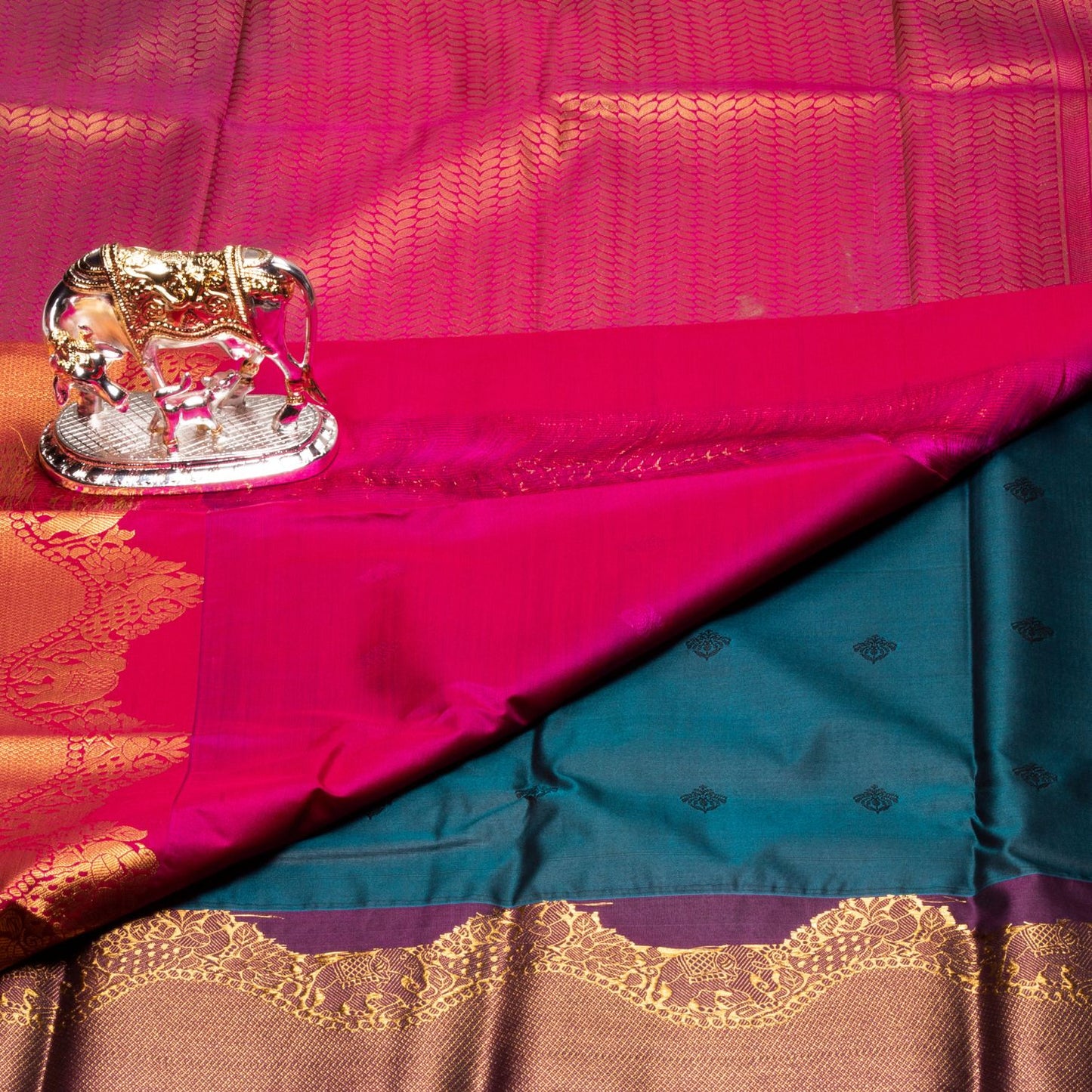 Kanchipuram Zary Hunter Green Silk Saree | KA10112