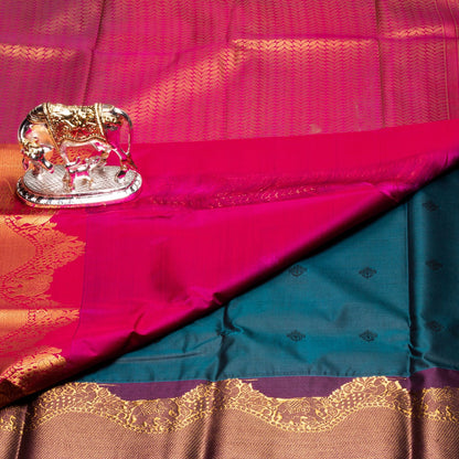 Kanchipuram Zary Hunter Green Silk Saree | KA10112