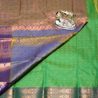 Kanchipuram Zary Green Yellow Silk Saree | KA10146