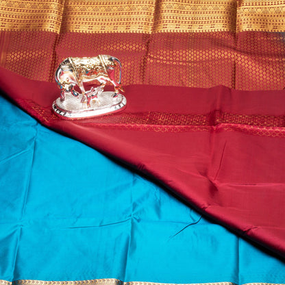 Kanchipuram Zary Cerulean Silk Saree | KA10118