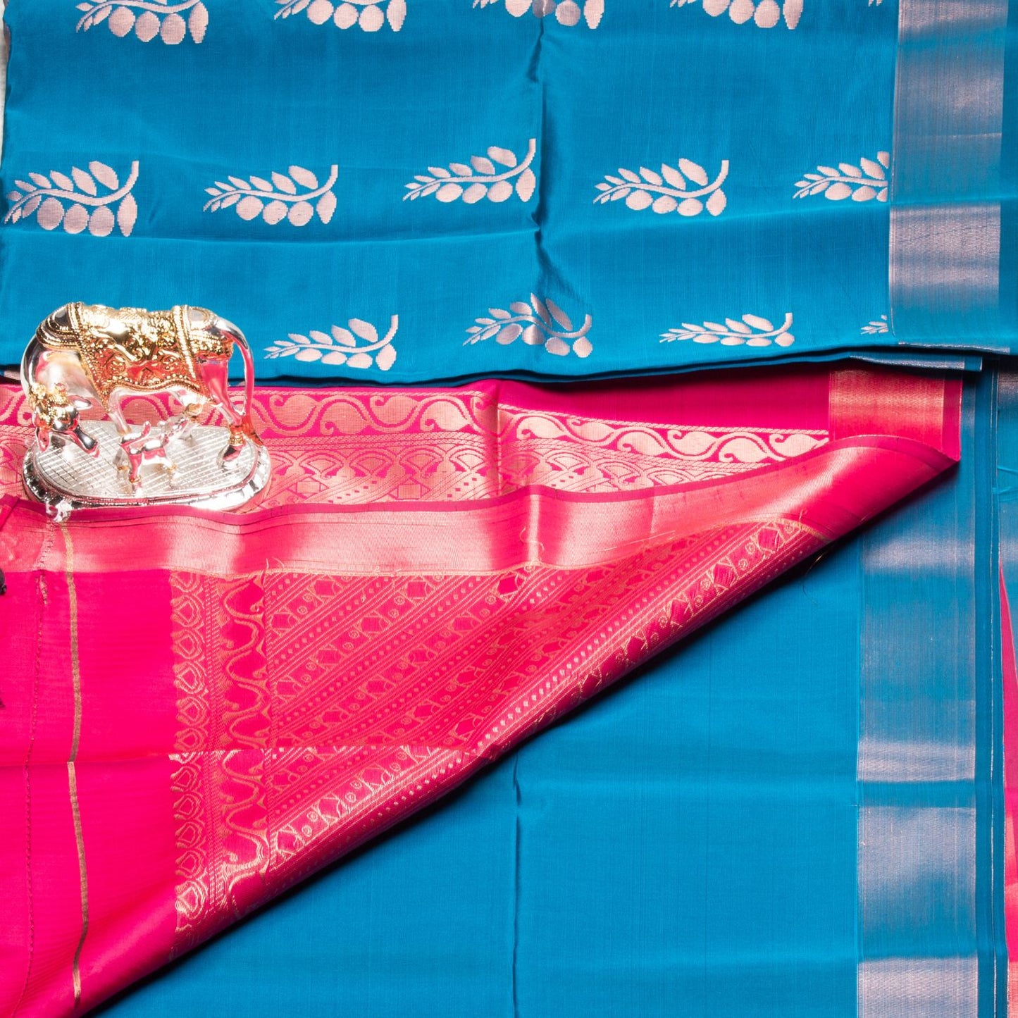 Kanchipuram Soft Thread Dark Sea Blue Silk Saree | KA10050