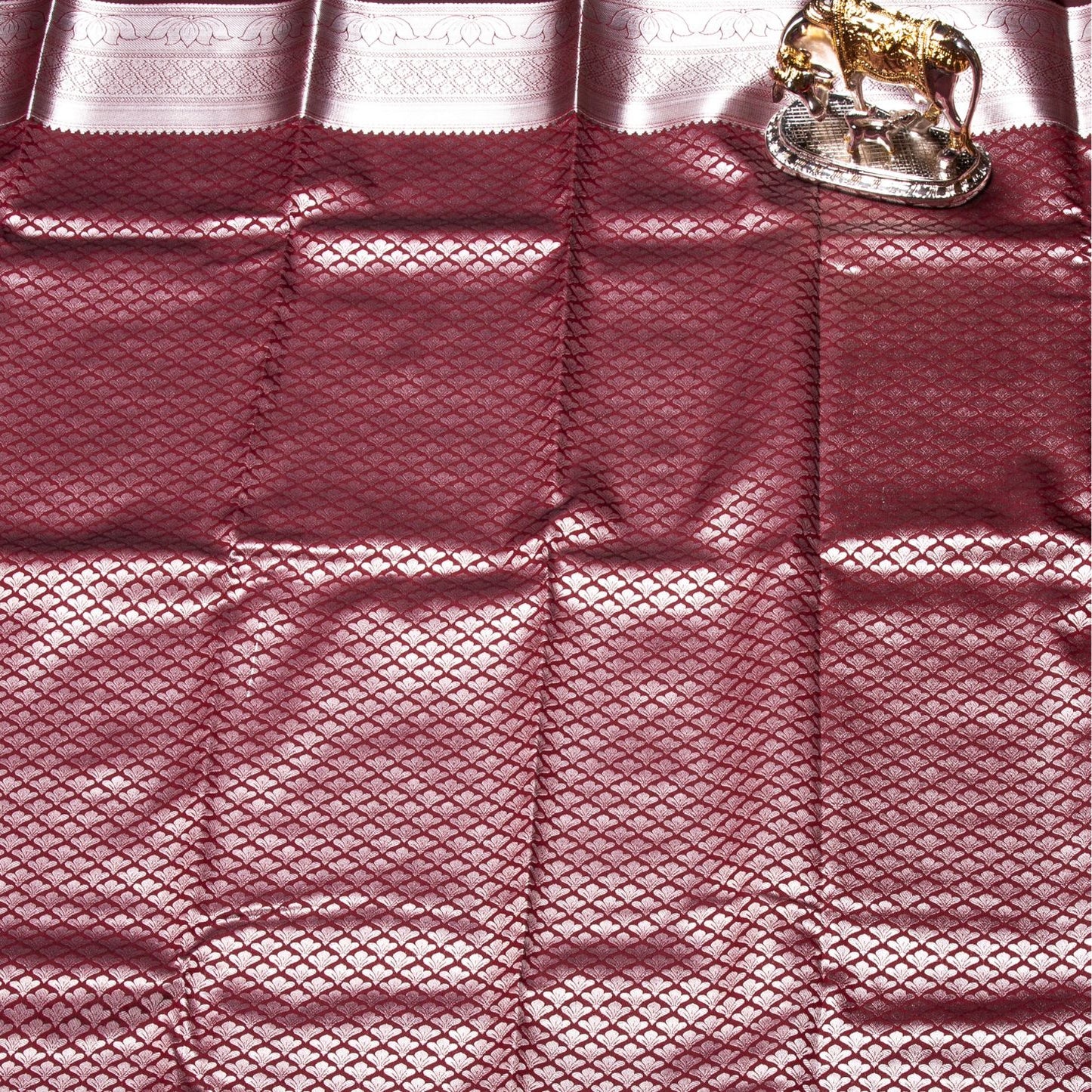 Silver Butta Maroon Silk Saree | KA10058