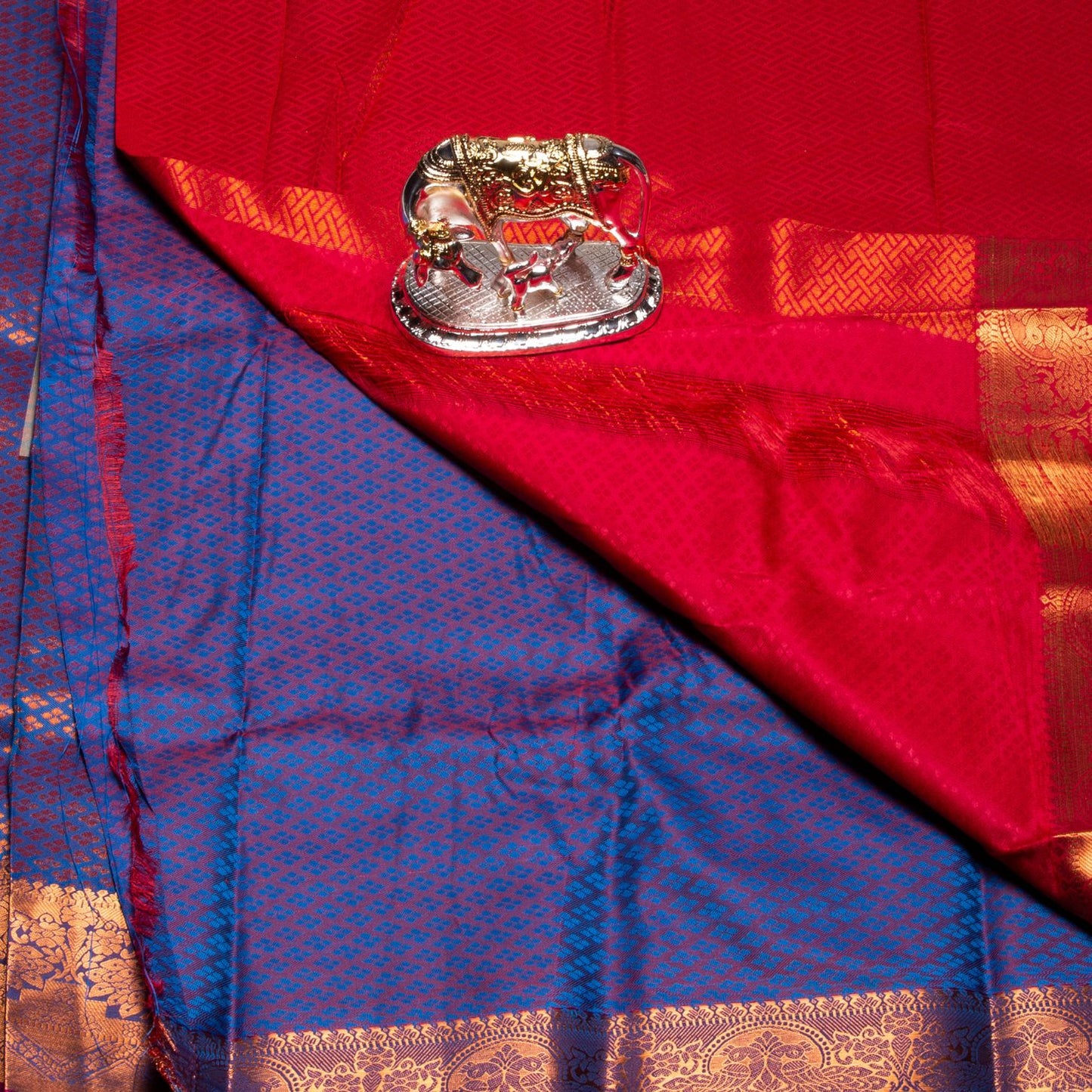 Kanchipuram Tissue Ananda Blue Silk Saree | KA10185