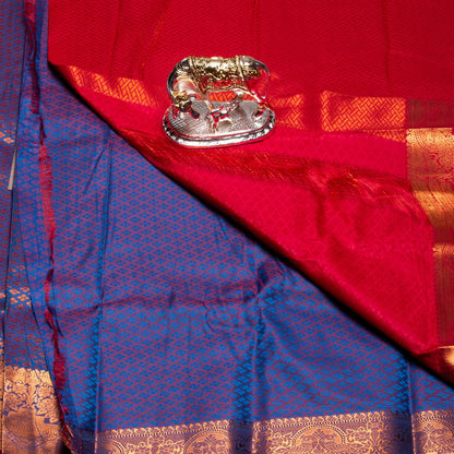 Kanchipuram Tissue Ananda Blue Silk Saree | KA10185