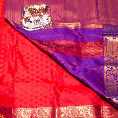 Kanchipuram Tissue Red Silk Saree | KA10195