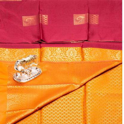 Kanchipuram Thread Red Plum Silk Saree | KA10028