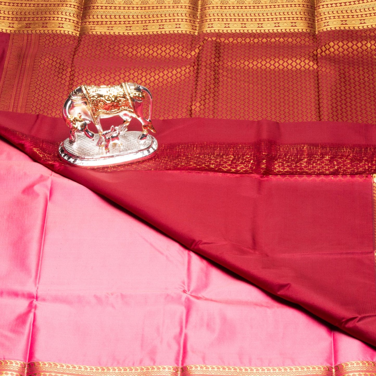 Kanchipuram Zary Tickle Pink Silk Saree | KA10119