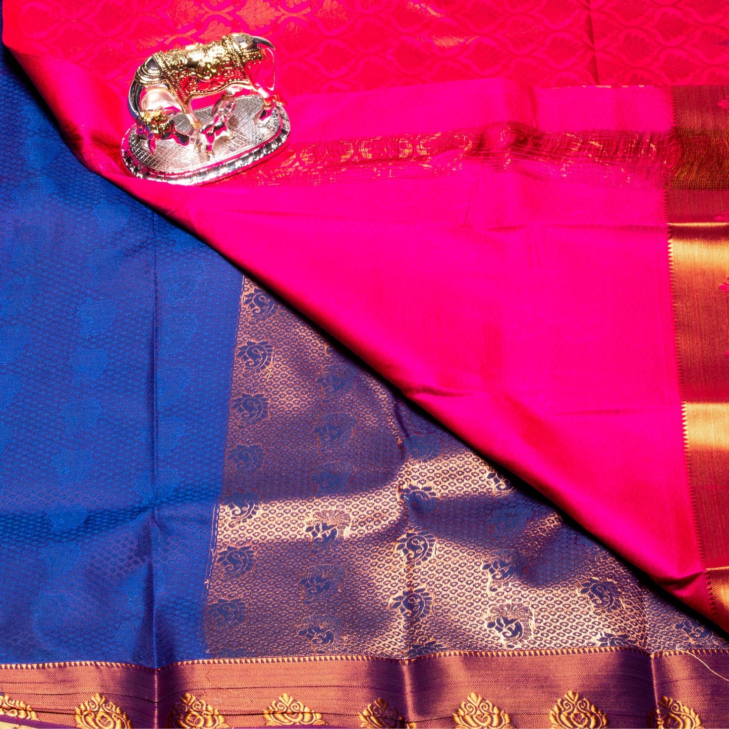 Kanchipuram Tissue Blue Silk Saree | KA10183