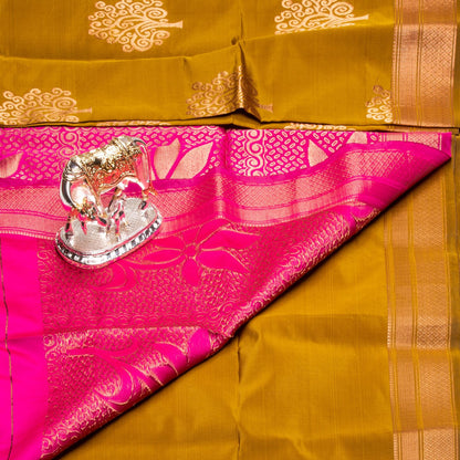 Kanchipuram Soft Thread Mustard Silk Saree | KA10048