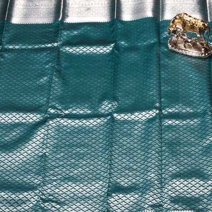 Silver Butta Green Silk Saree | KA10063