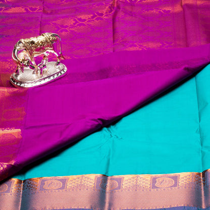 Kanchipuram Zary Sky Blue Silk Saree | KA10104