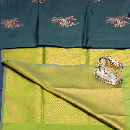 Kanchipuram Thread Persian Blue Silk Saree | KA10022