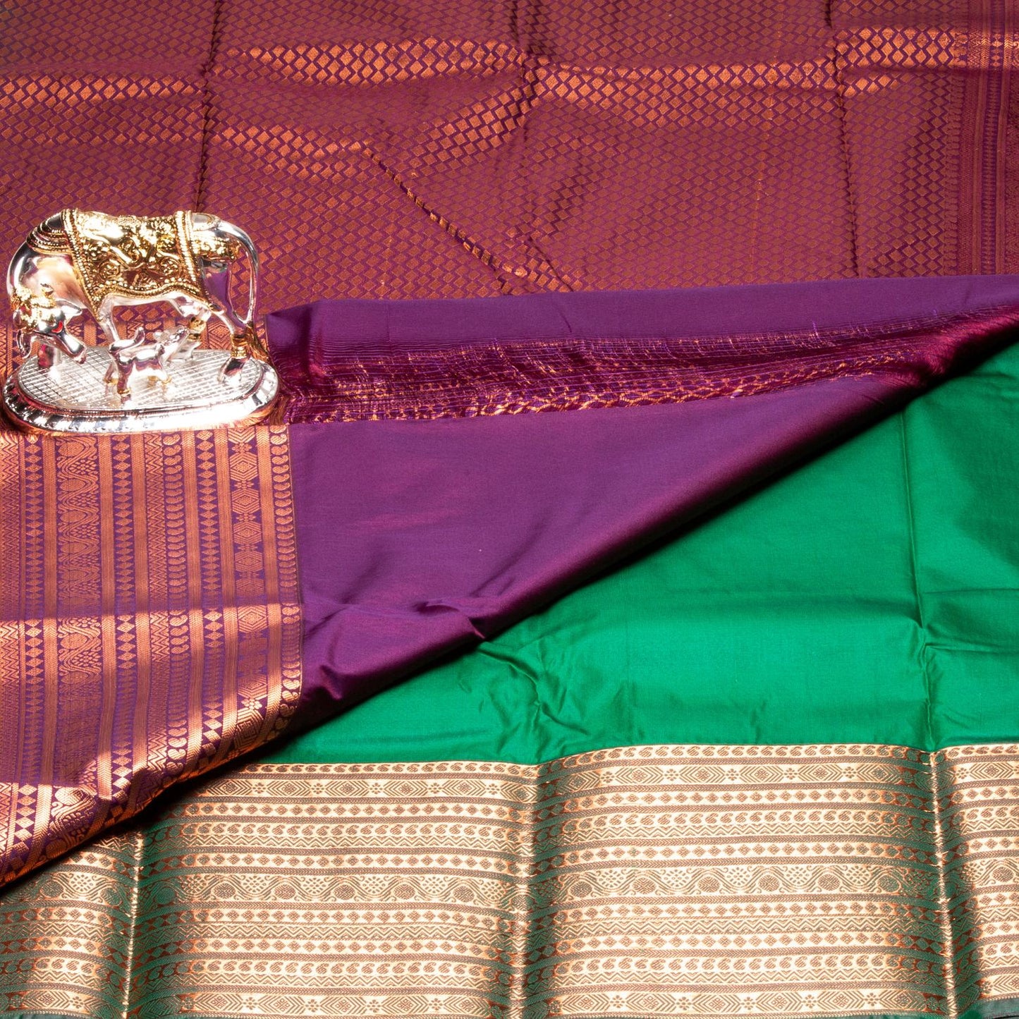 Kanchipuram Zary Green Silk Saree | KA10115