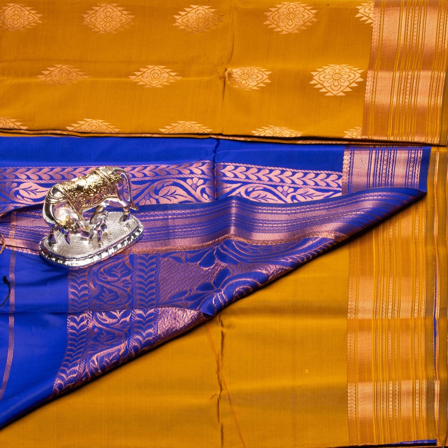 Kanchipuram Soft Thread Mustard Silk Saree | KA10041