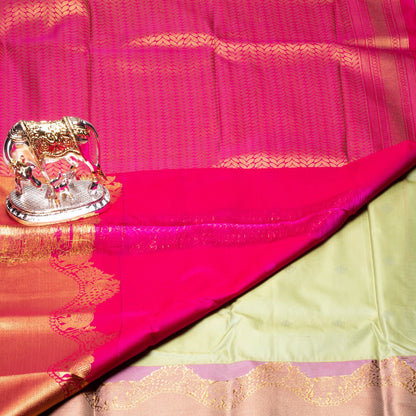 Kanchipuram Zary Pista Silk Saree | KA10111