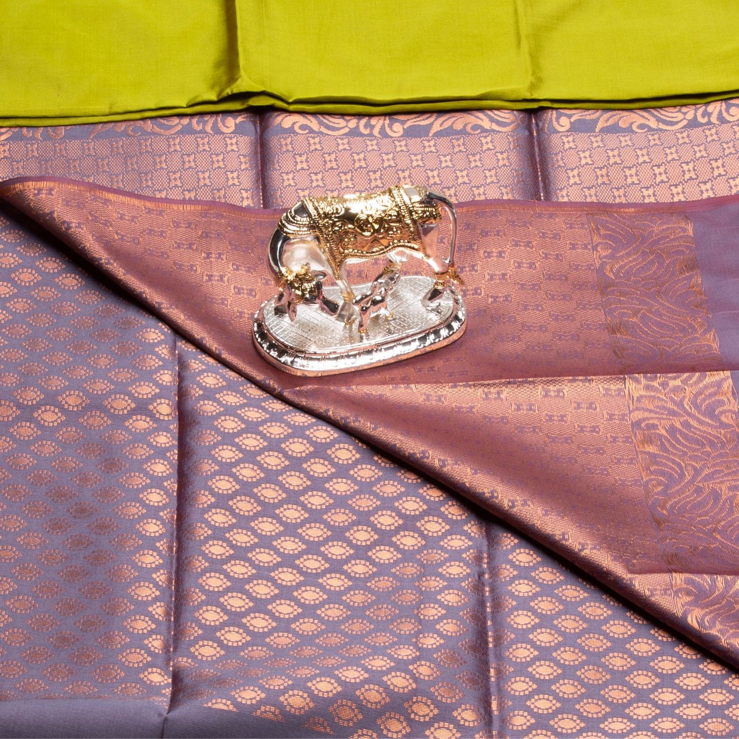 Kanchipuram Thread Parrot Green Silk Saree | KA10032