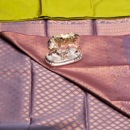 Kanchipuram Thread Parrot Green Silk Saree | KA10032