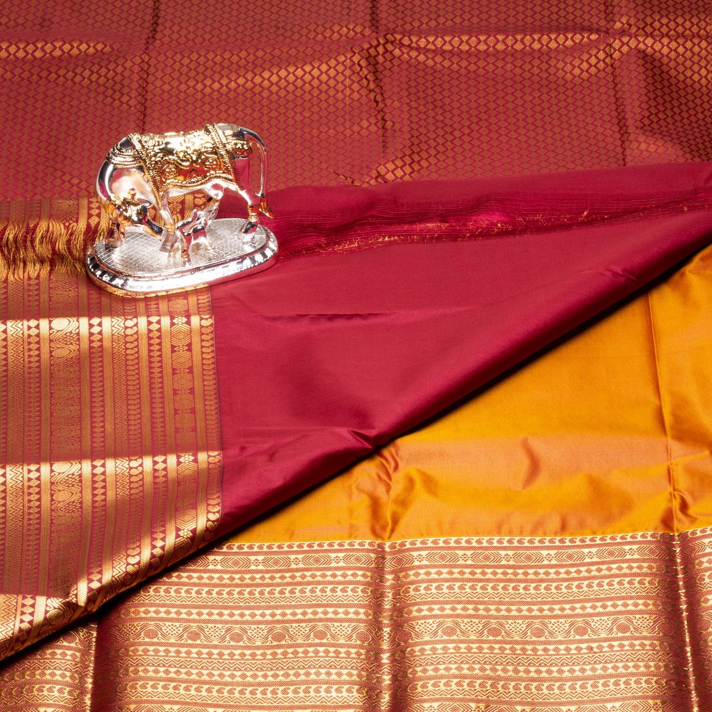 Kanchipuram Zary Lite Wheat Silk Saree | KA10120