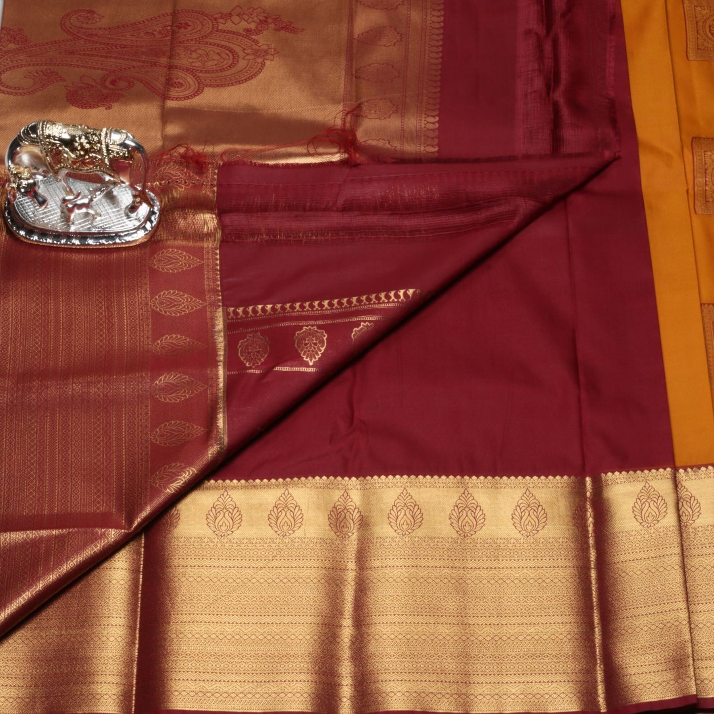 Kanchipuram Pure Haladhi Silk Saree	 | KA10224
