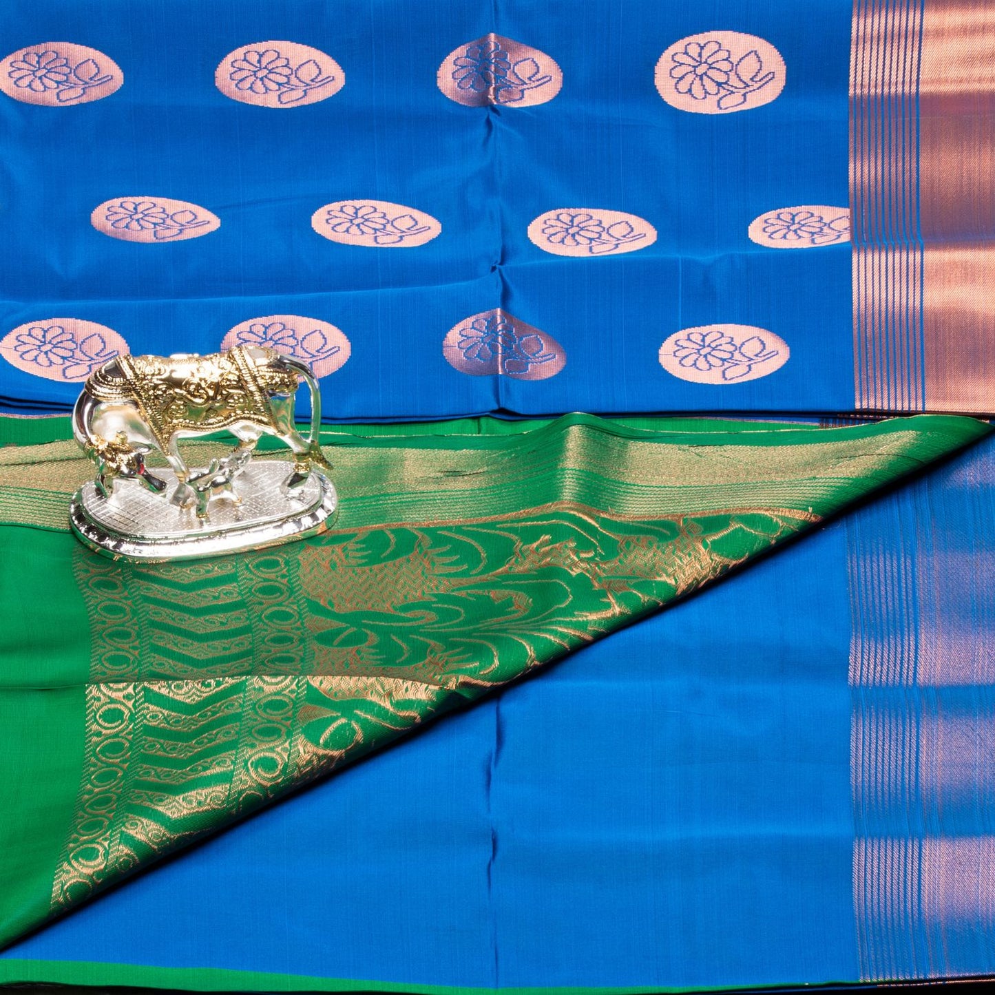Kanchipuram Soft Thread Blue Silk Saree | KA10051