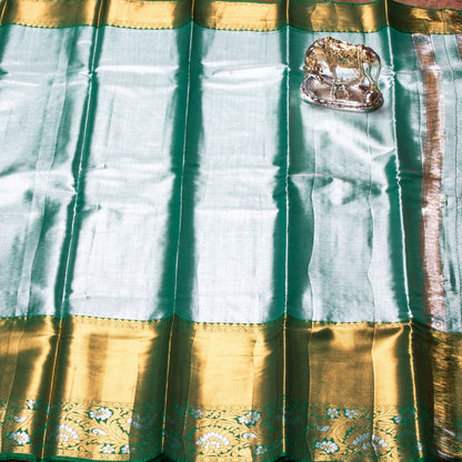 Kanchipuram Tissue Half White Gold Silk Saree | KA10170