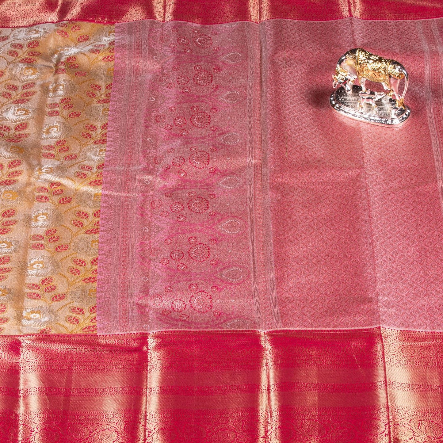 Kanchipuram Tissue Golden Shade Silk Saree	| KA10171