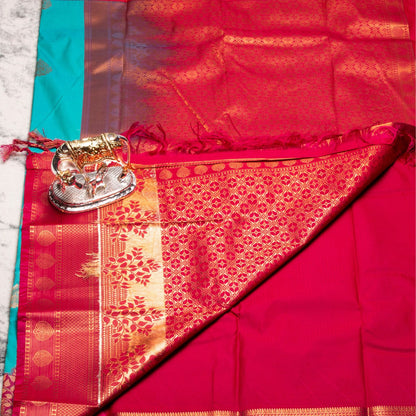 Kanchipuram Traditional Teal Silk Saree | KA10150