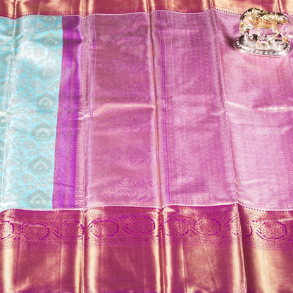 Kanchipuram Tissue Baby Blue Silk Saree | KA10172