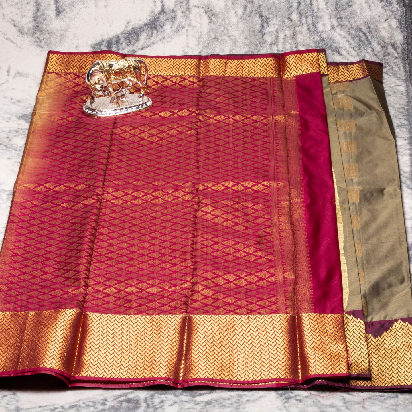 Kanchipuram Traditional Moss Green Silk Saree | KA10123