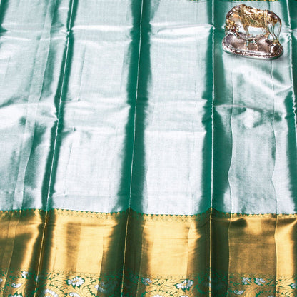 Kanchipuram Tissue Half White Gold Silk Saree | KA10170