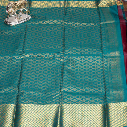 Kanchipuram Traditional Wine Silk Saree | KA10127