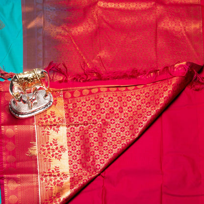 Kanchipuram Traditional Teal Silk Saree | KA10150