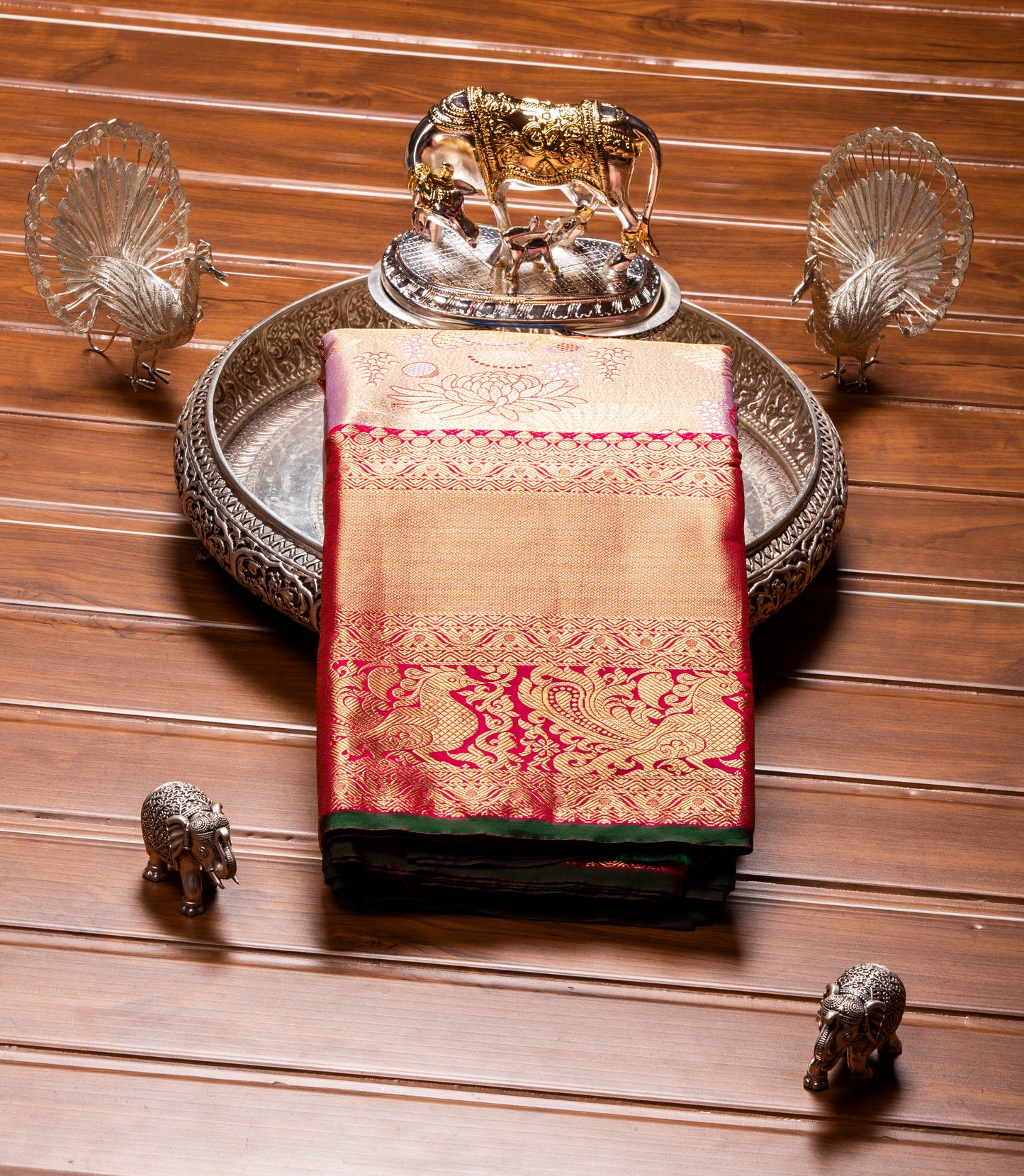 Kanchipuram Tissue Golden Lavender Silk Saree | KA10178