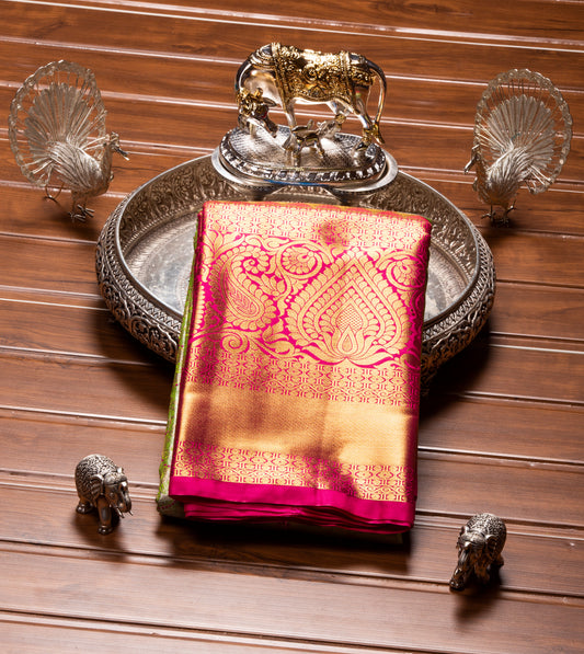 Kanchipuram Tissue Spear Mint Silk Saree | KA10176