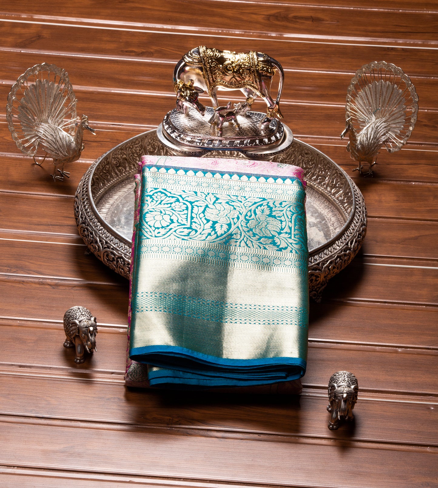 Kanchipuram Tissue Carnation Pink Silk Saree | KA10175