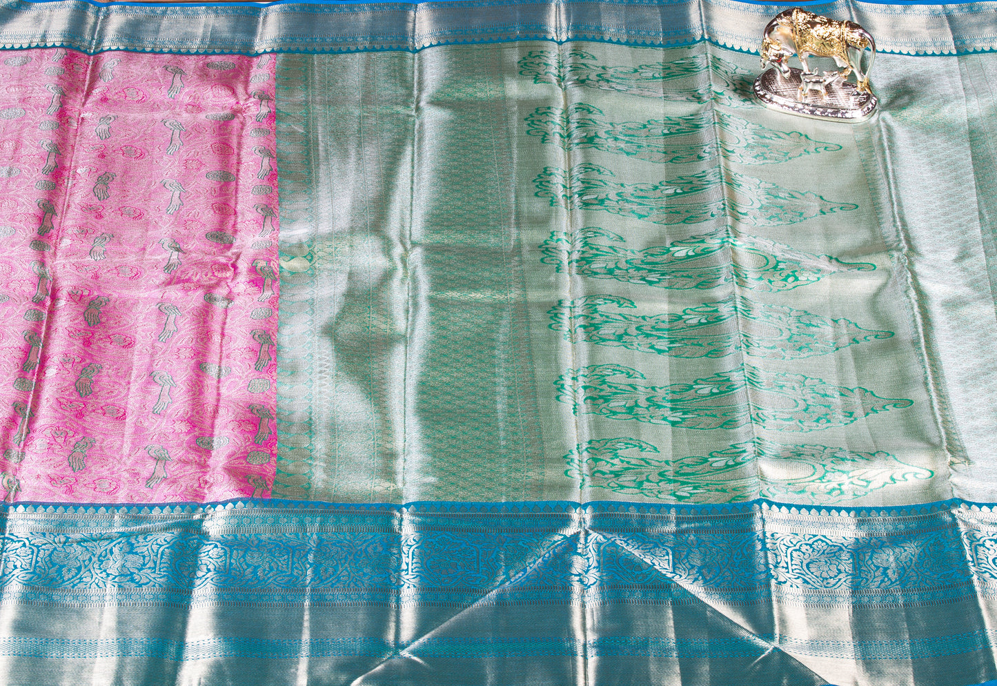 Kanchipuram Tissue Carnation Pink Silk Saree | KA10175