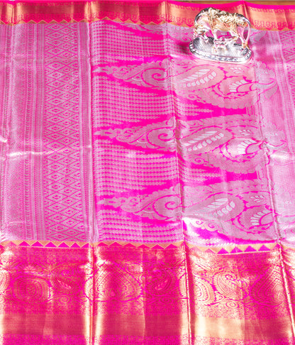 Kanchipuram Tissue Spear Mint Silk Saree | KA10176