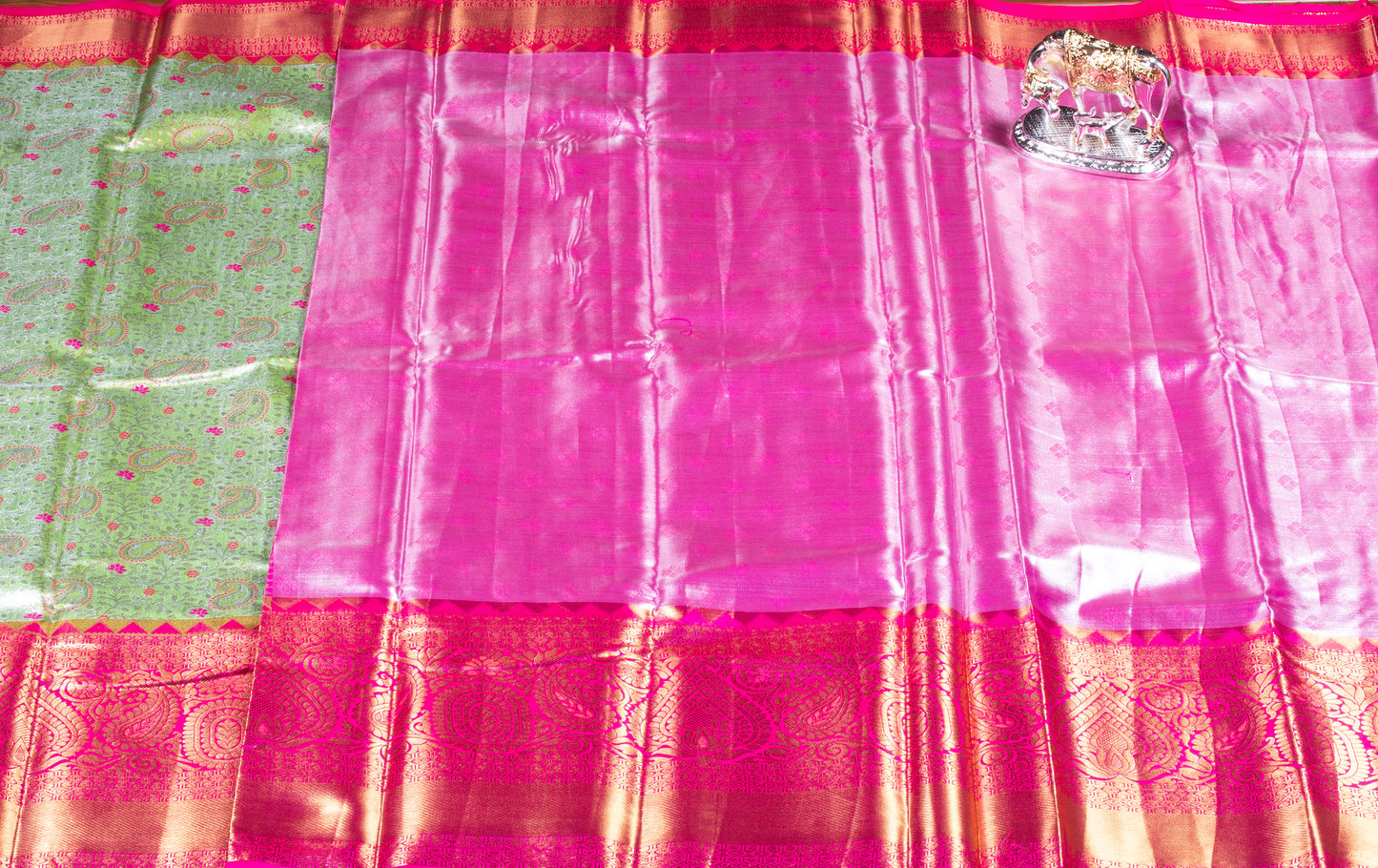 Kanchipuram Tissue Spear Mint Silk Saree | KA10176