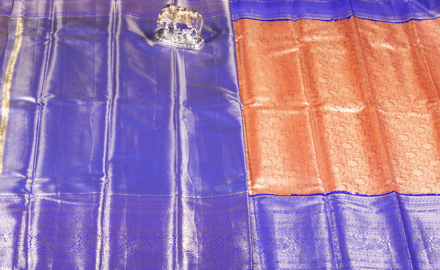 Kanchipuram Tissue Coral Silk Saree | KA10177