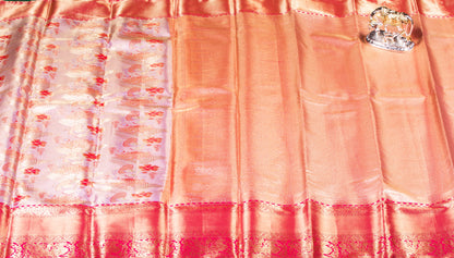 Kanchipuram Tissue Golden Lavender Silk Saree | KA10178